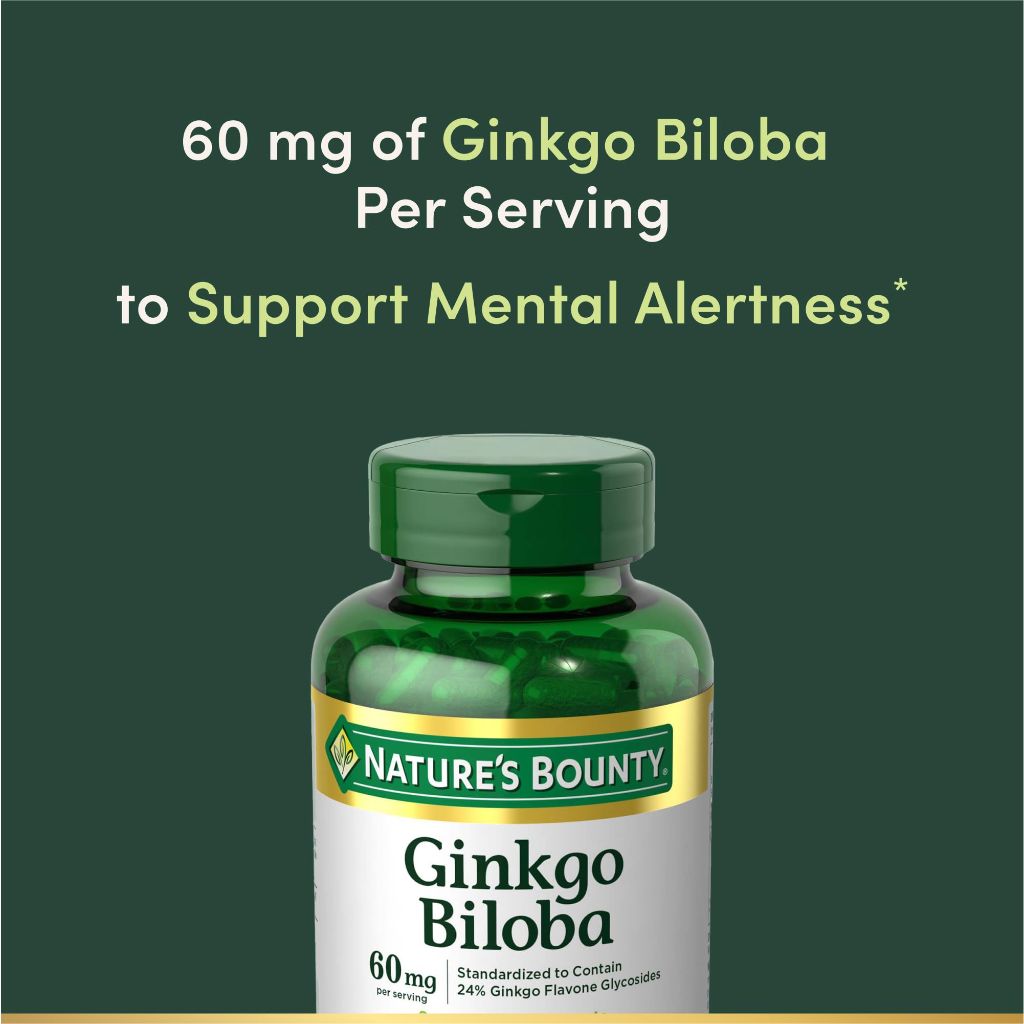 Nature's Bounty Ginkgo Biloba, 60 Mg, 200 Capsules
