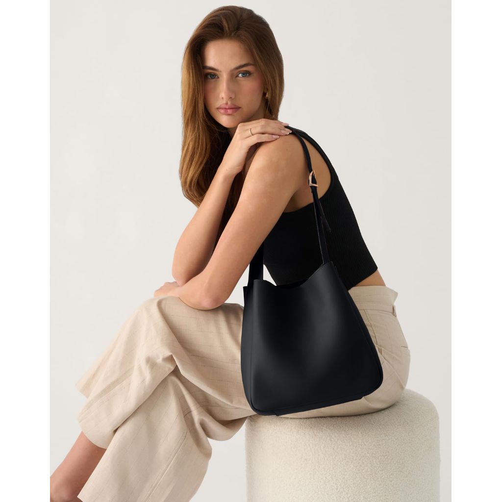 PEECH- Hobo bags for Women  - Vegan PU Leather | Black