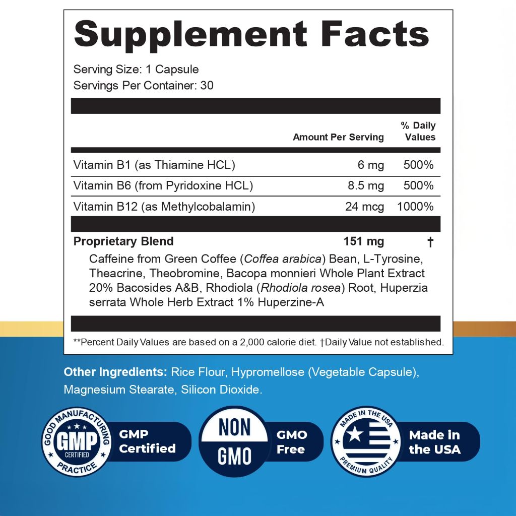 BrainDefender Capsules – Natural Supplement for Cognitive Health, Focus & Memory - 30 Capsules, 2 pk