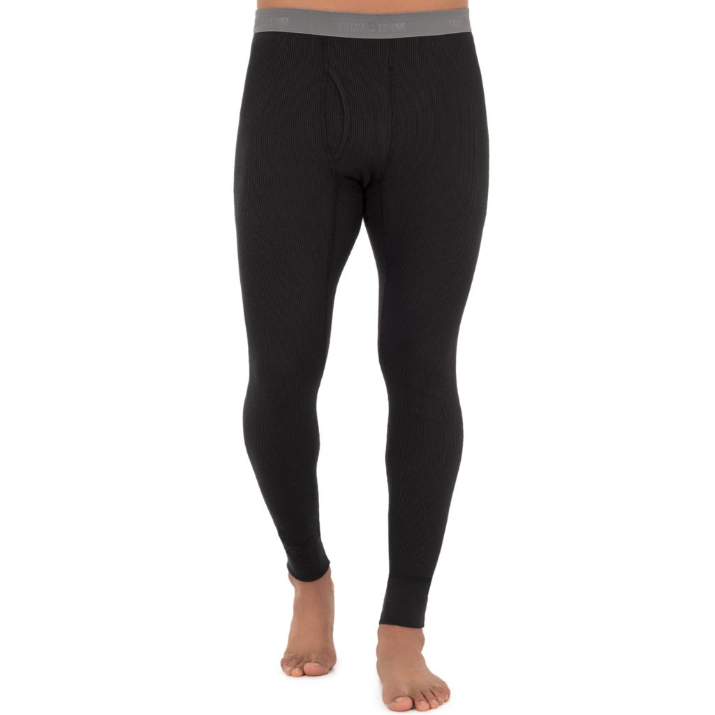 Fruit of The Loom Men's Recycled Waffle Thermal Underwear Bottom, Black, 3X-Large
