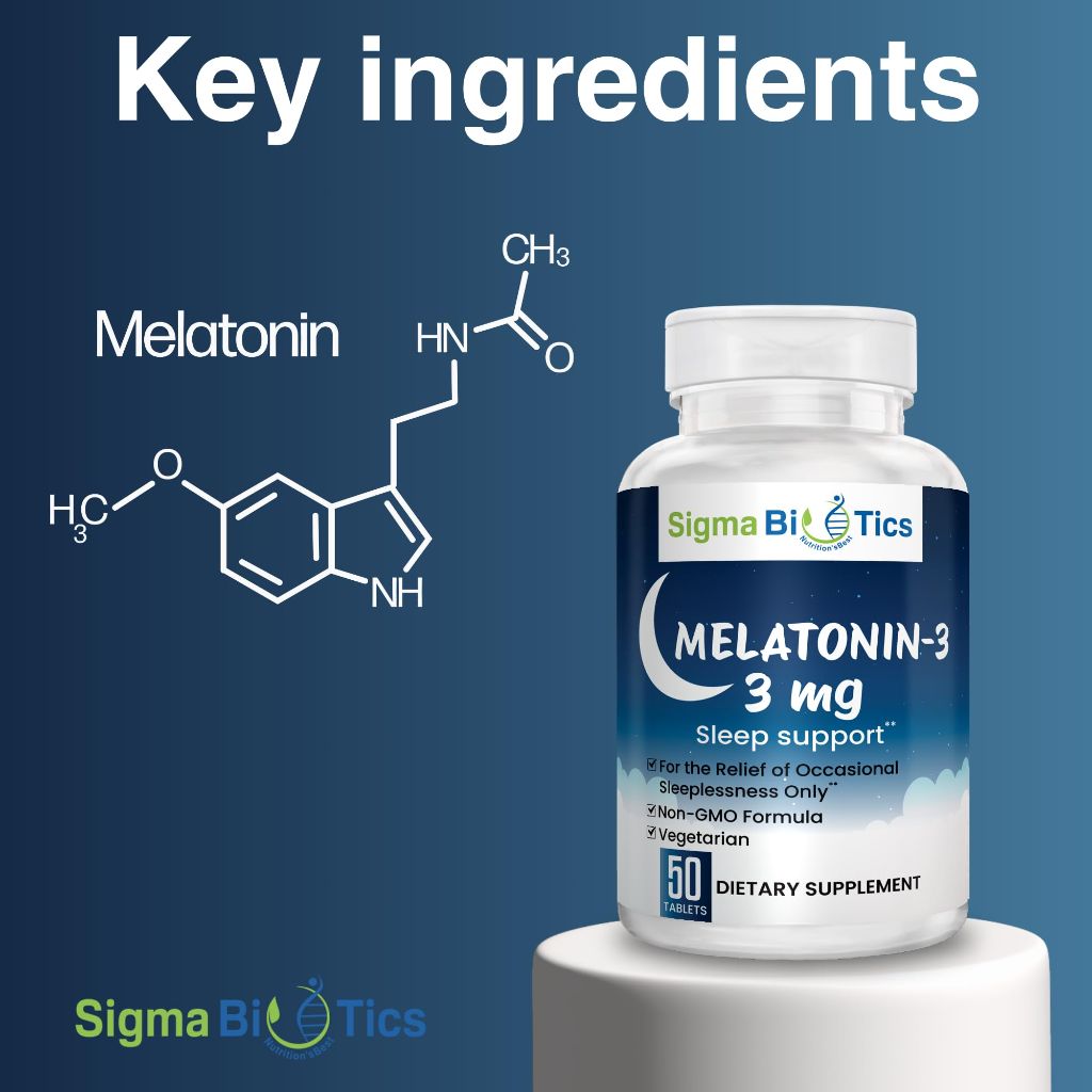 Sigma Biotics Melatonin 3mg Chewable Tablets 3mg Dose, 50 Tablets