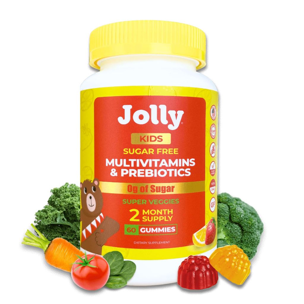 Jolly Kids Multivitamin Gummies - 60ct Sugar Free Vitamins for Kids & Toddlers (Ages 4-12) - Strawberry Lemon