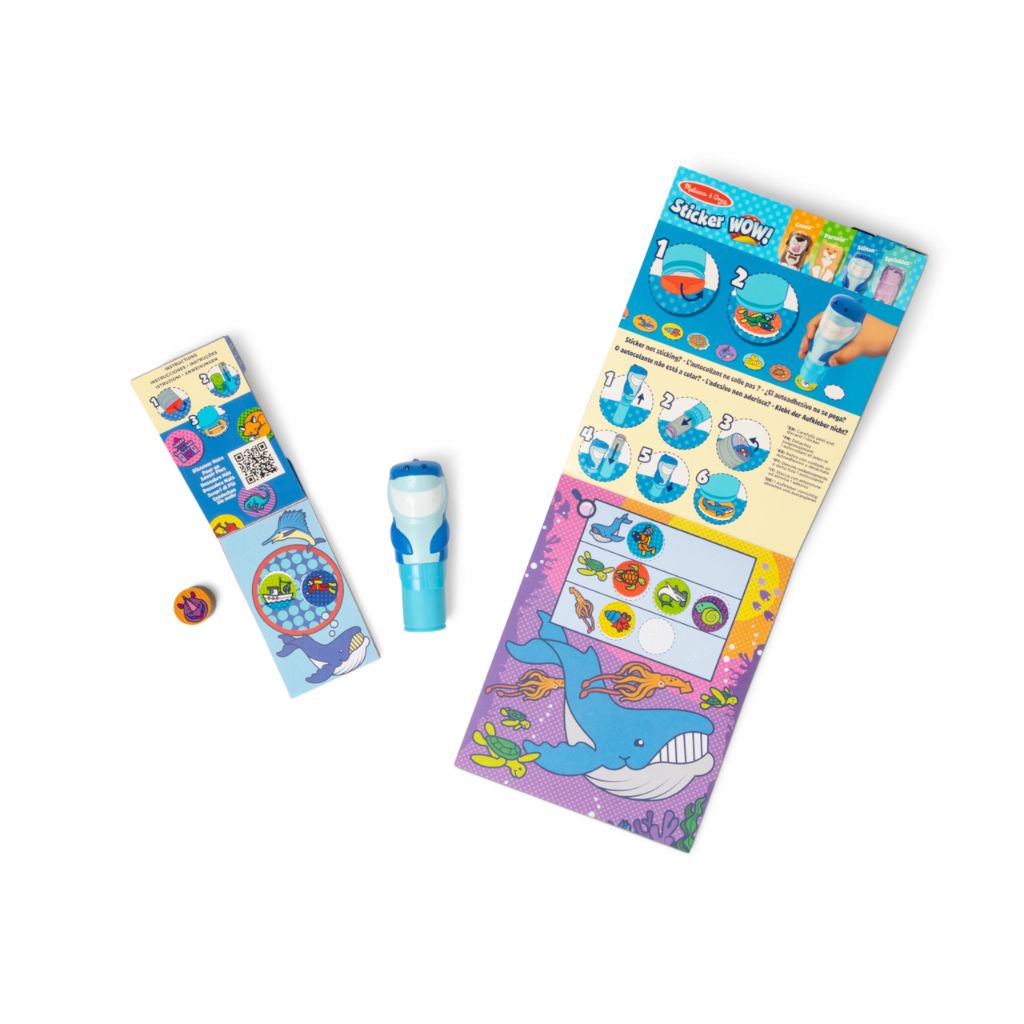 Melissa & Doug Sticker Wow! Shark Bundle: 24-Page Activity Pad, Sticker Stamper, 500 Stickers