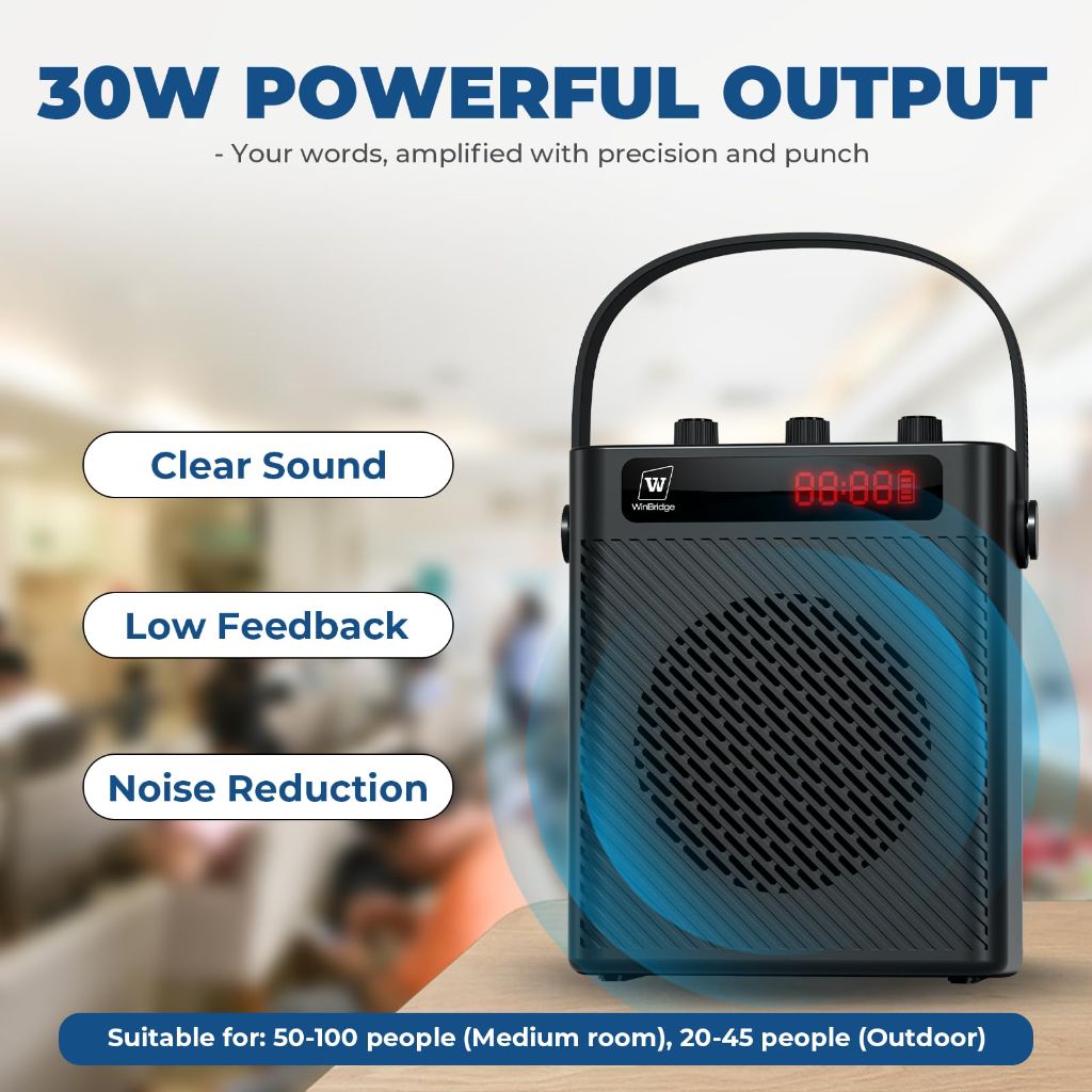 Voice Amplifier with Wireless Microphone & Speaker - Portable Bluetooth PA System - S93