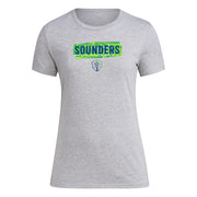 SZ L, Adidas Women's Seattle Sounders FC Local Pop Short Sleeve Pre-game T-shirt, Medium Grey Heather