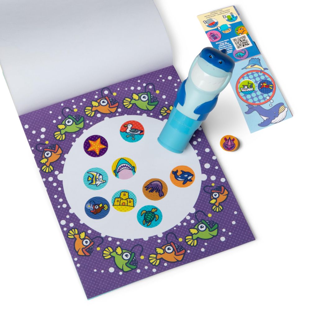 Melissa & Doug Sticker Wow! Shark Bundle: 24-Page Activity Pad, Sticker Stamper, 500 Stickers