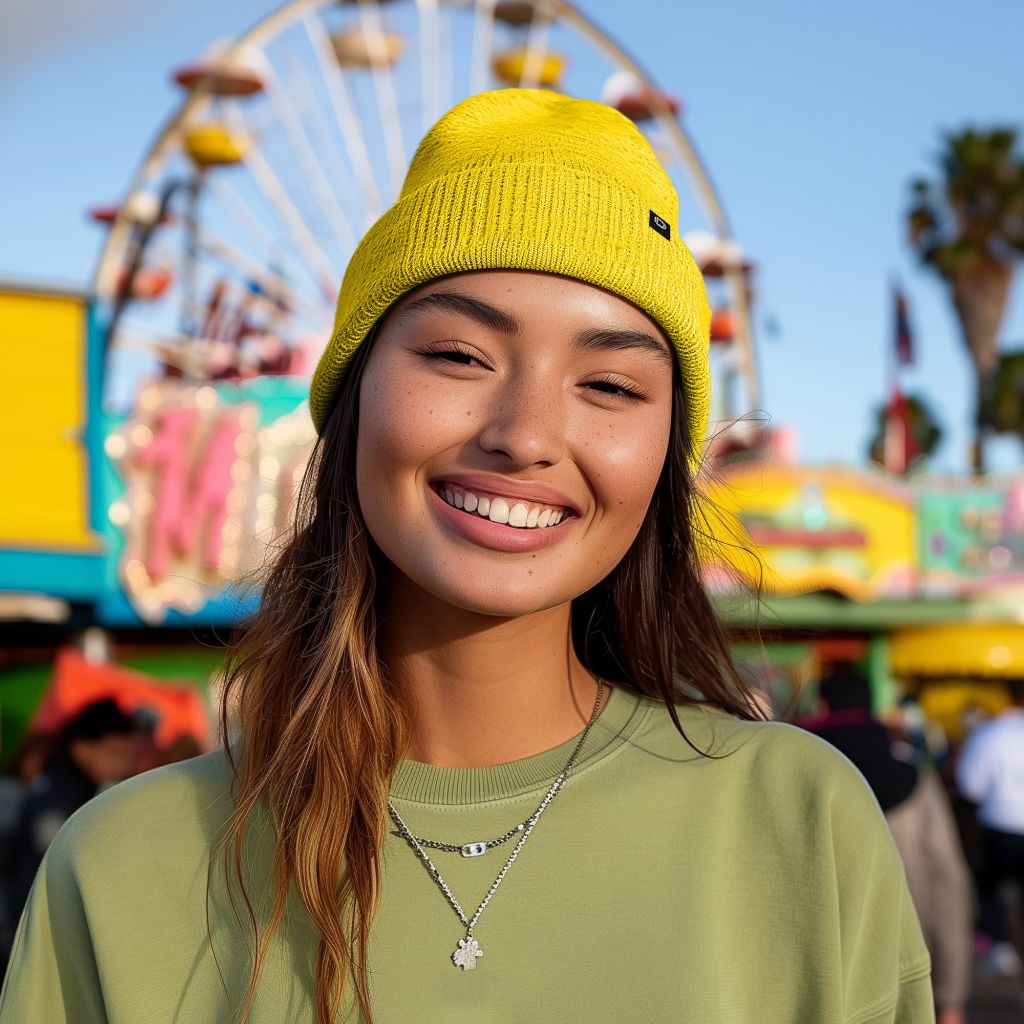 DALIX Cuff Beanie Cap 12" in Yellow