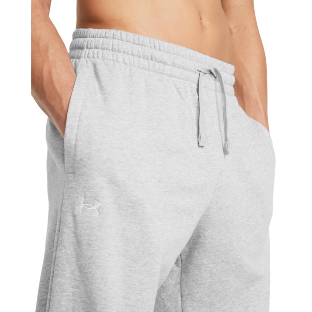 Under Armour Men's Rival Fleece Pants, Mod Gray Light Heather/White, Medium