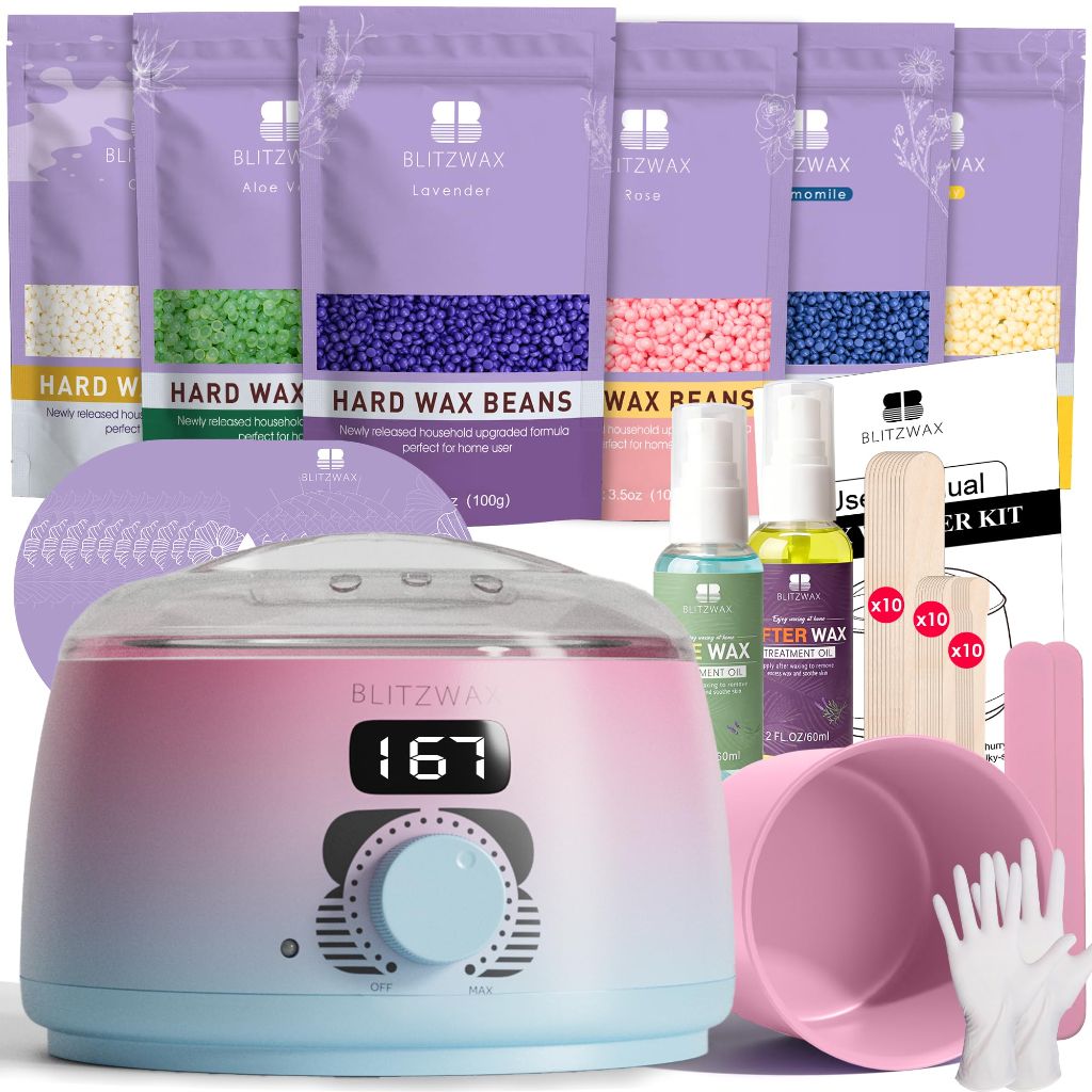 BLITZWAX Brazilian and Bikini Waxing Kit, Pink and Blue Gradient Color