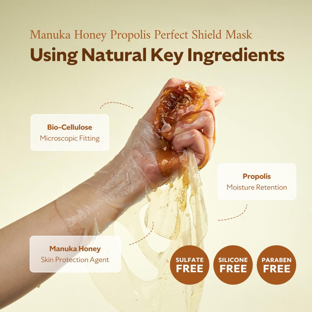 STEAMBASE Manuka Honey Propolis Perfect Shield Mask | Face Sheet Mask | Korean Skin Care | 10 Sheets