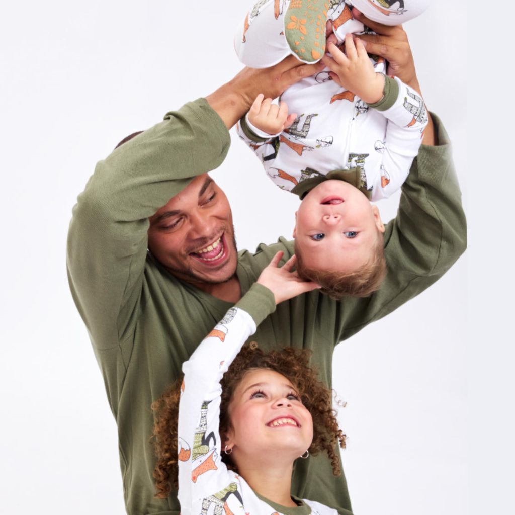 HonestBaby Family Matching Holiday Pajamas Toddlers, Foxy Green, 12 Months