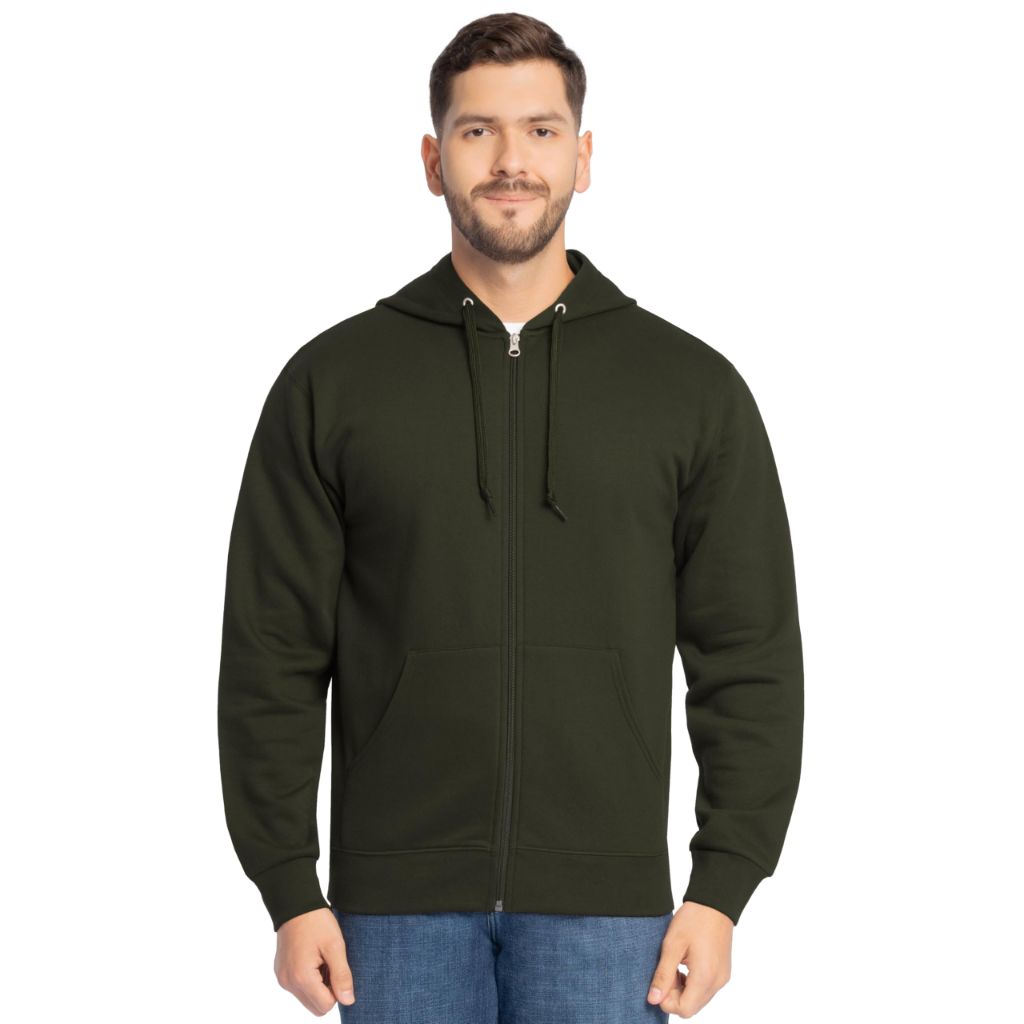 Fruit of the Loom Unisex Adult EverSoft Fleece Full Zip Hoodie Sweatshirt, Duffle Bag Green, Medium