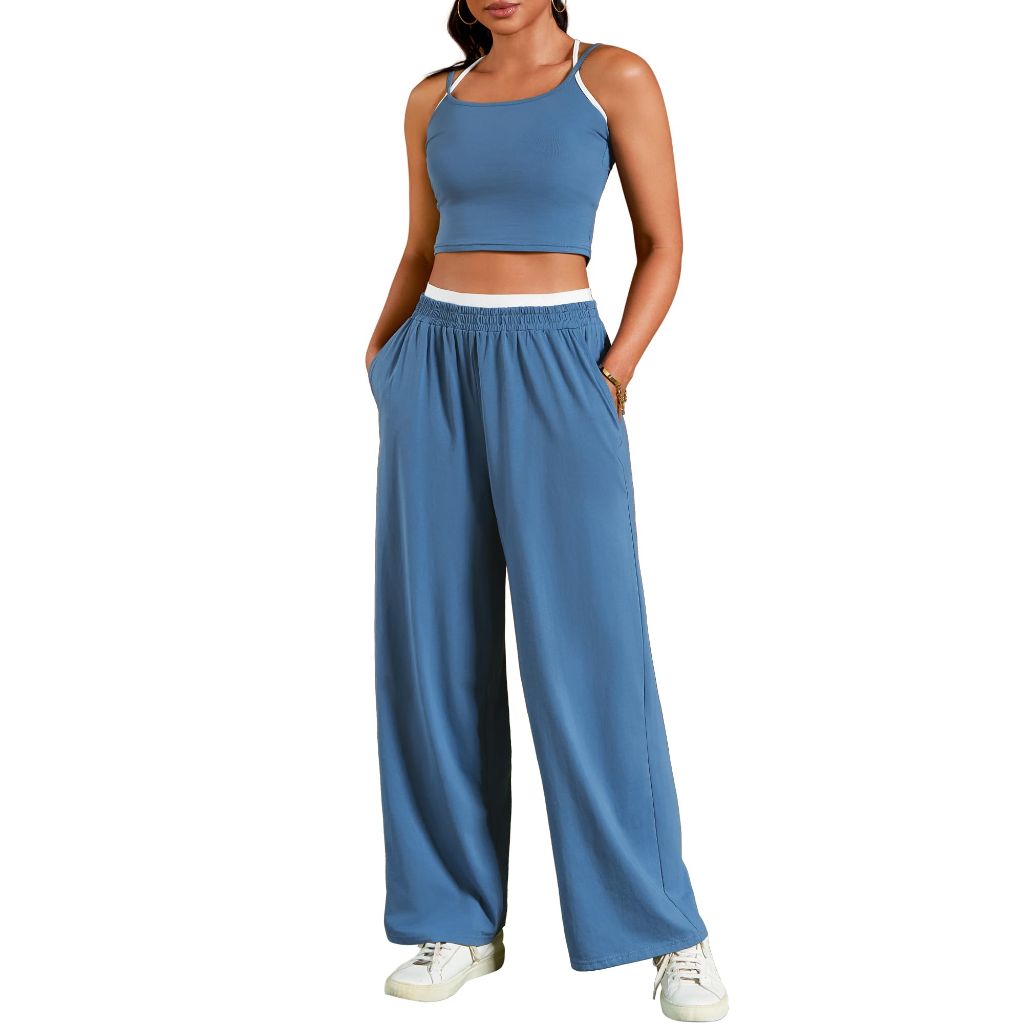 ONFERS 2 Piece Sets for Women Summer Yoga Set, Small, Light Khaki