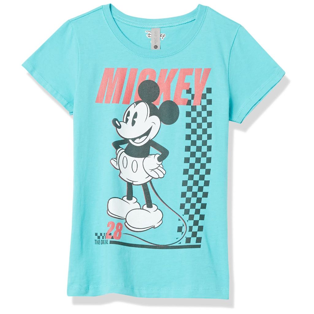 Disney Characters Skate TwentyEight Girl's Solid Crew Tee, Tahiti Blue, Medium