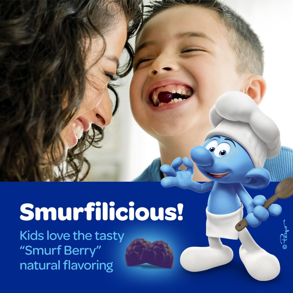 Smurfs Kids Multivitamin Gummies with 15 Vitamins & Minerals | Made with Real Fruit | | 60 Gummies