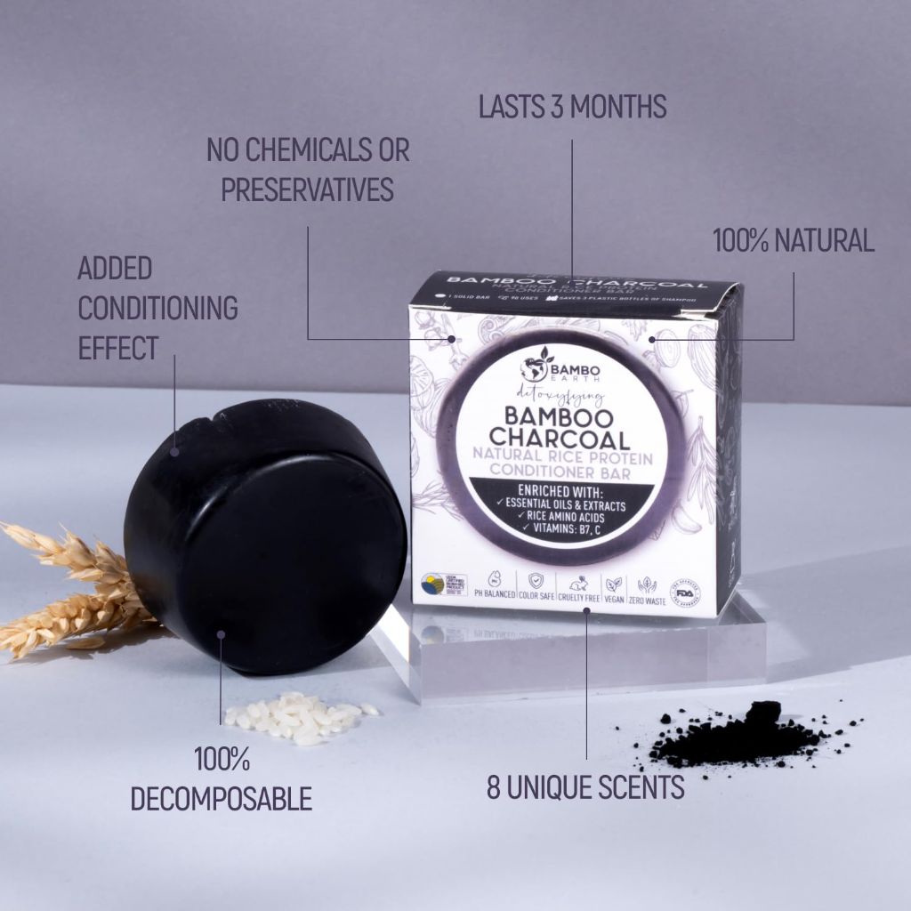 Solid Rice Protein Hair Conditioner Bar (Bamboo Charcoal)