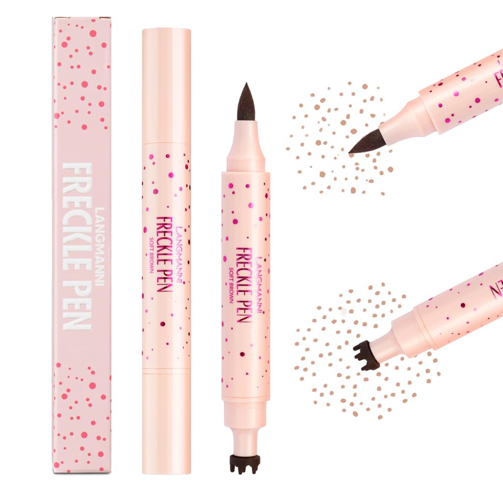 Jolilab Freckle Pen 3-in-1: Dual-Ended Stamp & Precision Tip (Eyeliner/Brow Pencil), 2 Shades Soft Brown/Dark Brown