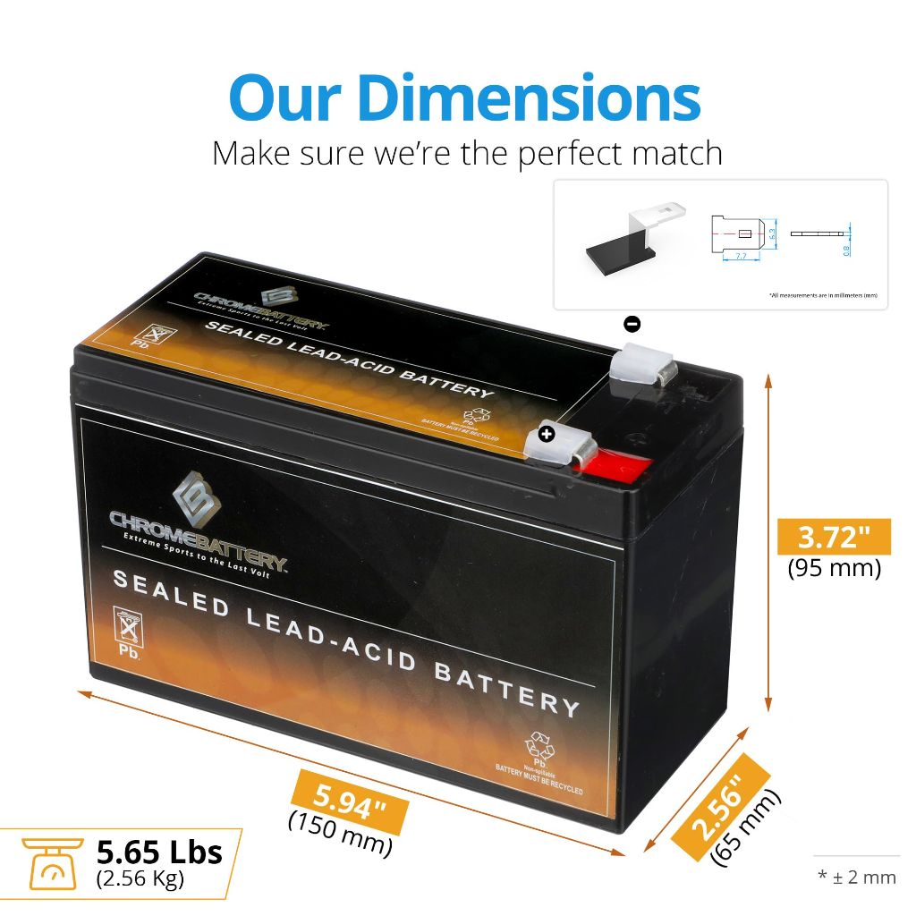 CB CHROMEBATTERY 12V 9AH Sealed Lead Acid (SLA) Rechargeable Battery – 2 Pack