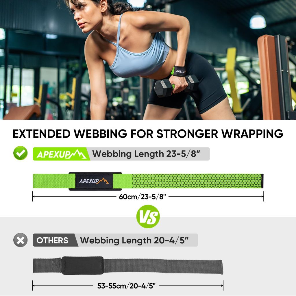 APEXUP Weight Lifting Straps for Weightlifting, Deadlift Strap, (Green)