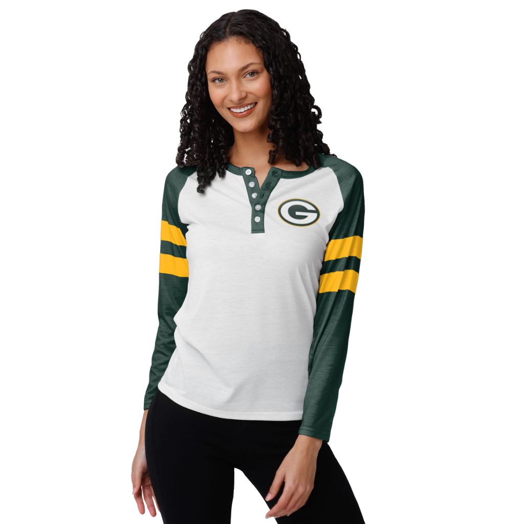 SZ 2XL, FOCO womens Nfl Team Logo Ladies Fashion Long Sleeve Henley Shirt, Big Logo