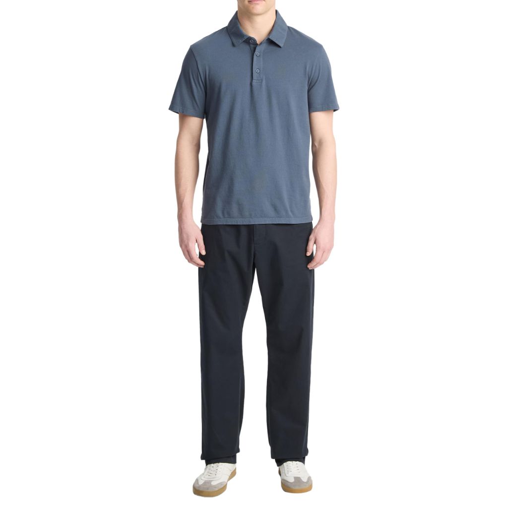 Vince Men's Short Sleeve Polo, Washed Venice Blue, SZ S