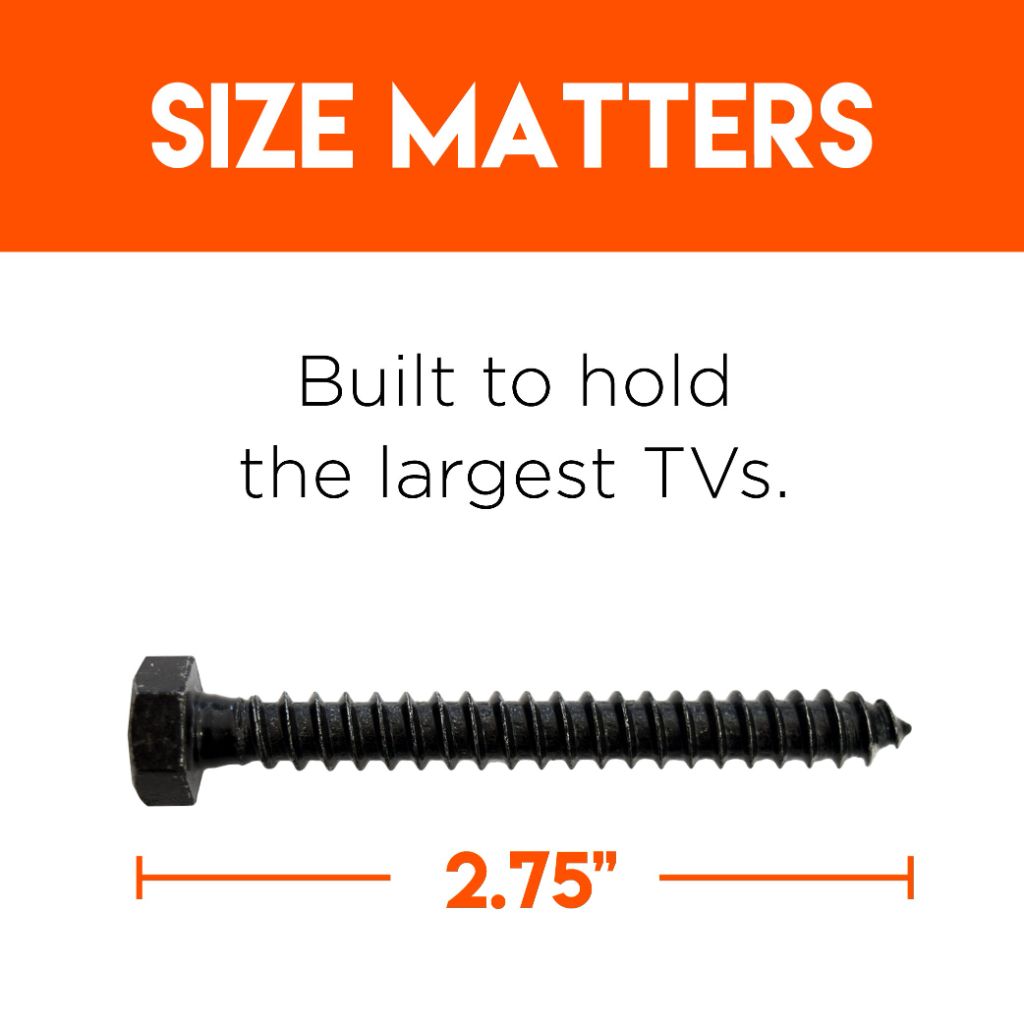 Lag Bolt Kit for Mounting A TV Into Wood Or Concrete