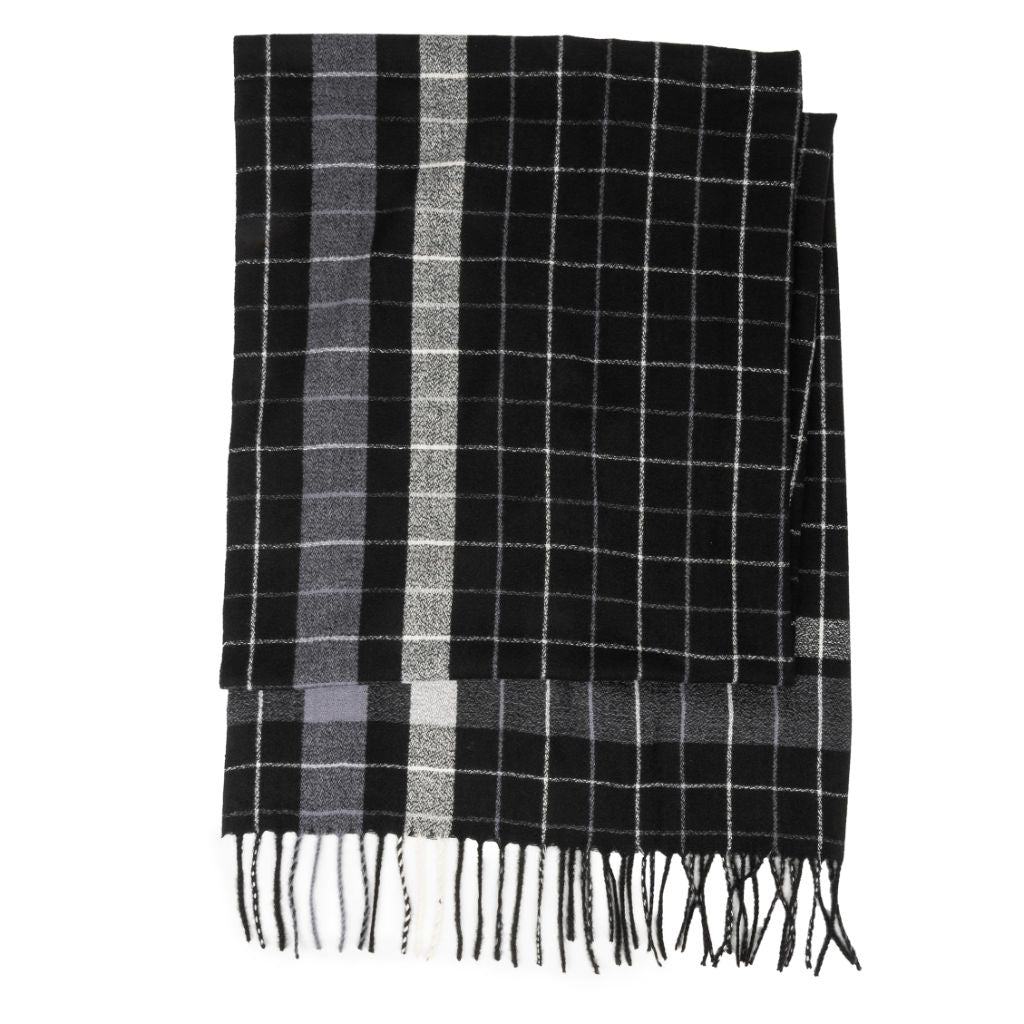 OVOY Men and Women Winter-Plaid-Cashmere-Scarves, Cold Weather Soft Warm Scarves with Tassel