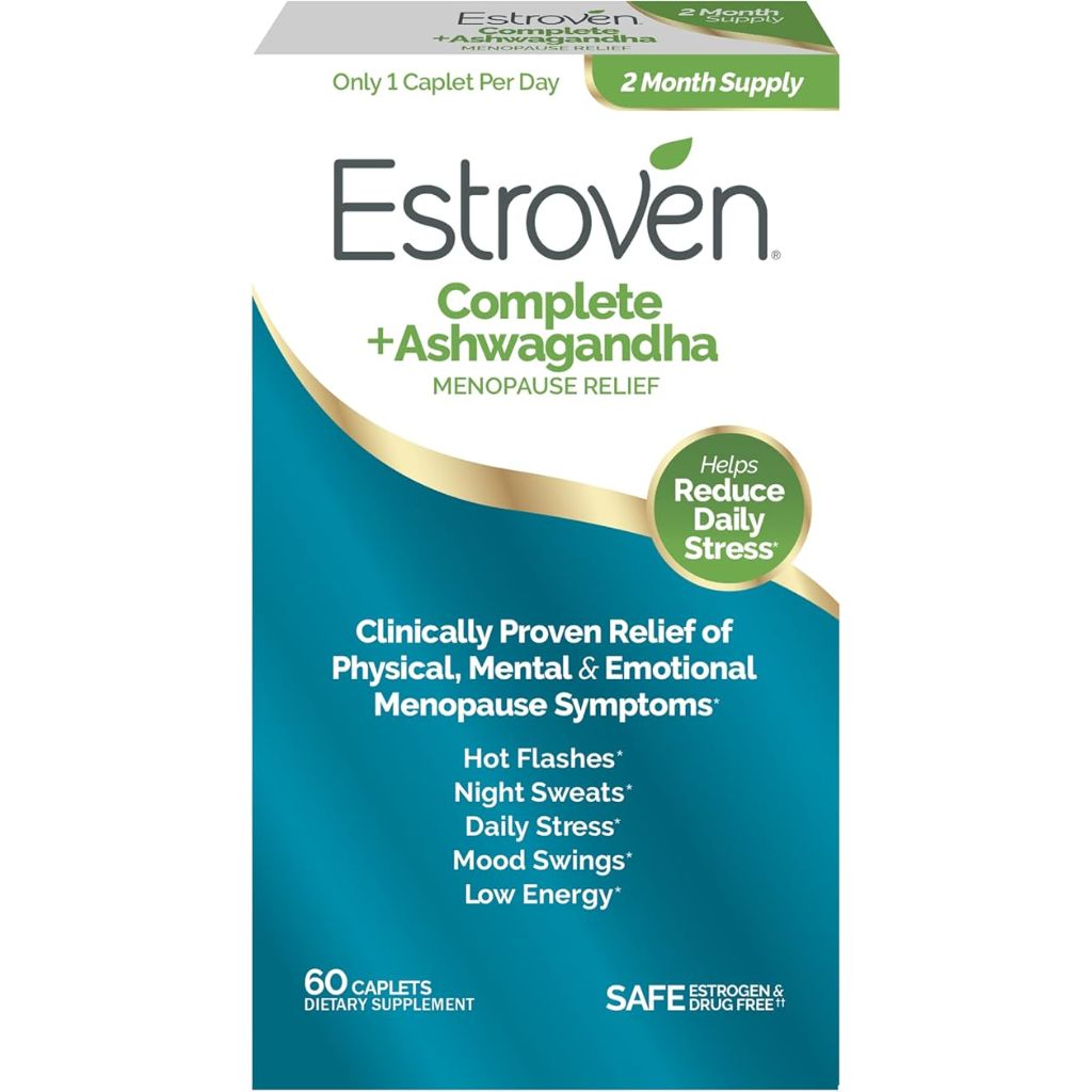 Estroven Complete + Ashwagandha Multi-Symptom Menopause Supplement - 60 Caplets