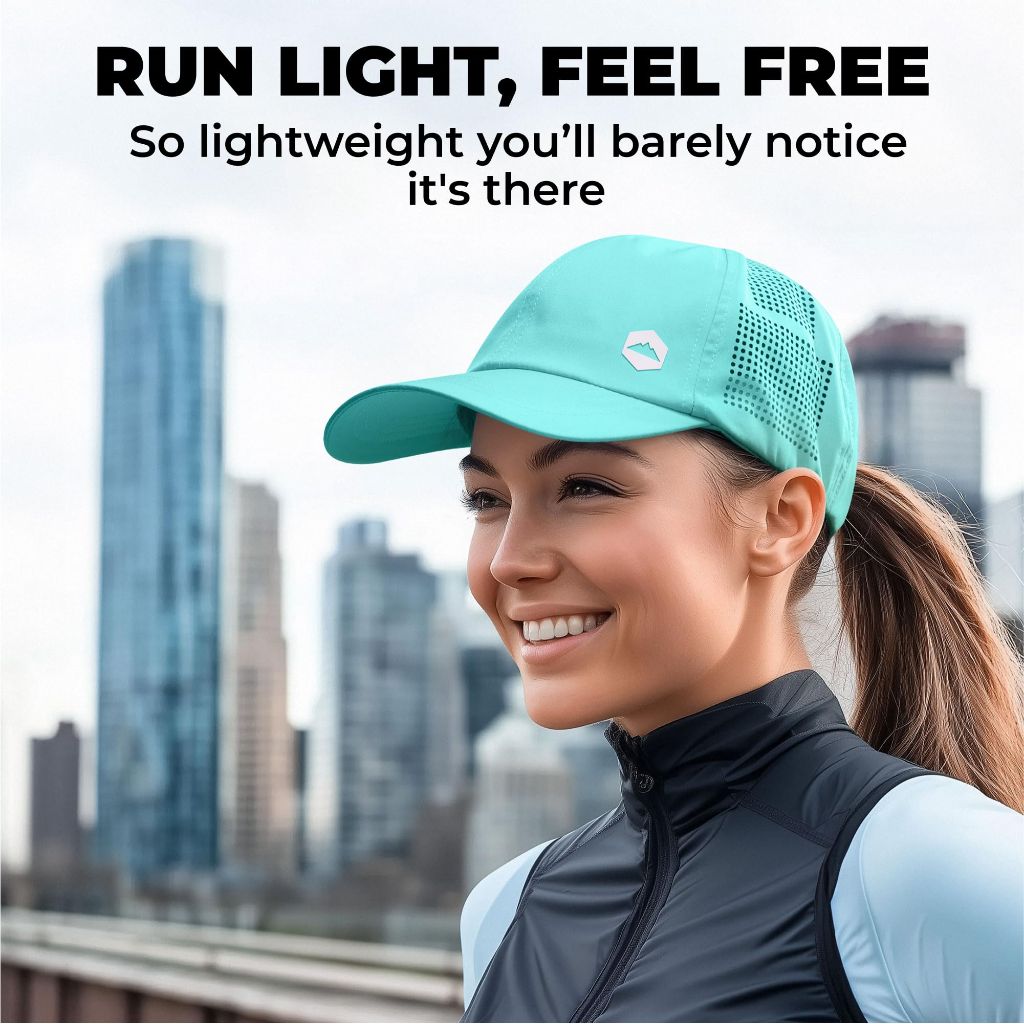 Tough Headwear Baseball Running Cap  - Sweat-Wicking Aqua