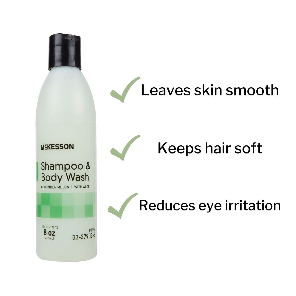 McKesson Body Wash and Shampoo with Aloe, Cucumber Melon Scent, 8 oz