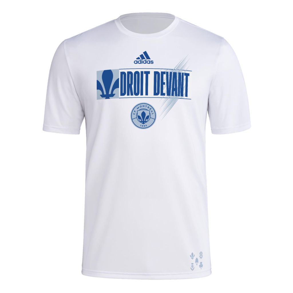 Adidas Men's CF Montreal Jersey Hook Short Sleeve Pre-game Jersey, White, Small