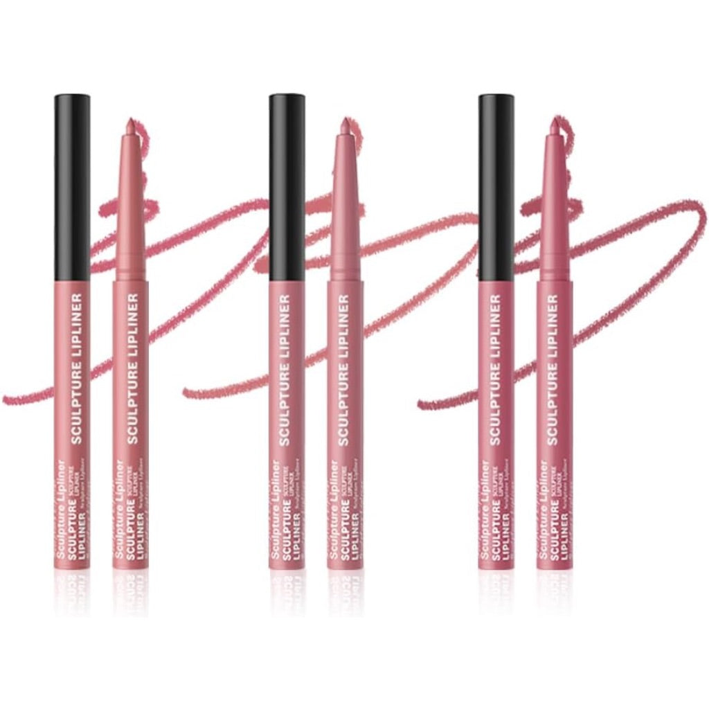 Matte Lip Liner Pencil Set, 12 Colors, Waterproof, Smudge-Proof, Long-Lasting, Semi-Glossy Finish for Defining, Contouring (2#, 3Count (Pack of 1))
