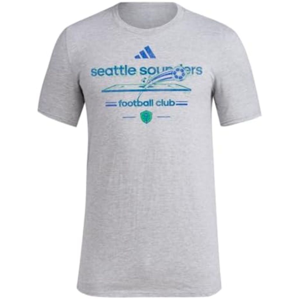 adidas Men's Seattle Sounders Fc Vintage World Pre-Game Short Sleeve T-Shirt - Gray, Size M