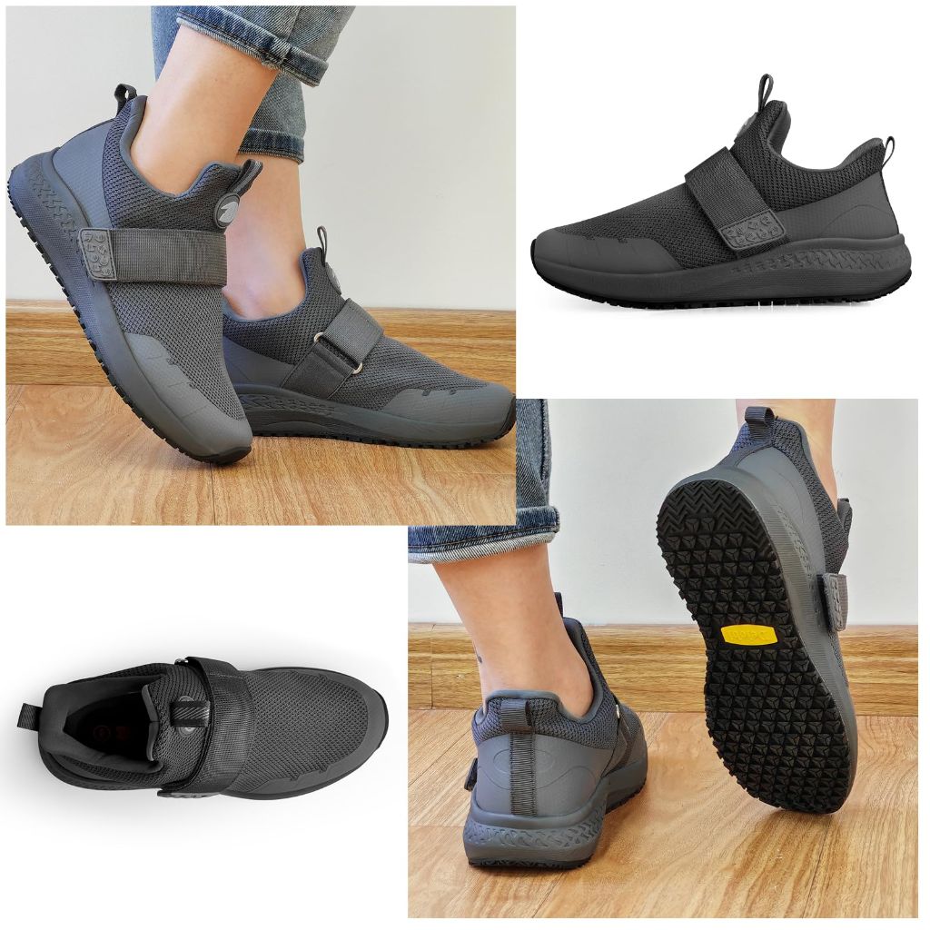 Delobi Non Slip Shoes for Men, Food Service Slip Resistant Work Shoes in Restaurant Kitchen Hospital, Breathable Lightweight Sneakers - Zapatos Antideslizantes para Hombres Grey Size 12