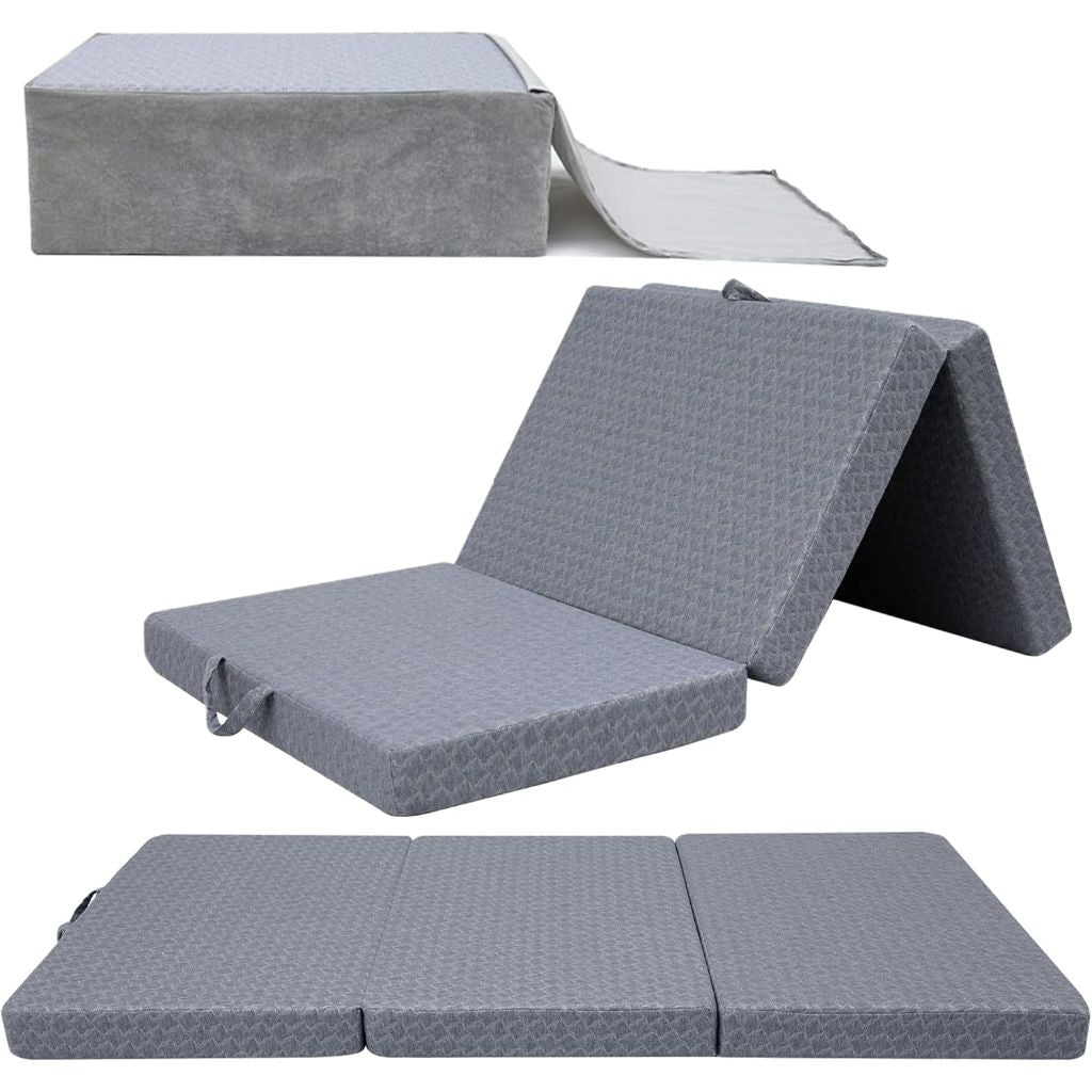 MeMoreCool Tri Folding Mattress - Single, Portable Foldable Guest Bed, Fold Up Futon Floor Sleeping Mat