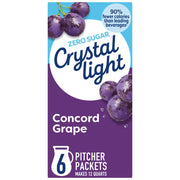Crystal Light Drink Mix, 6 Pitcher Packets, Concord Grape Artificially flavored, 2.01 oz