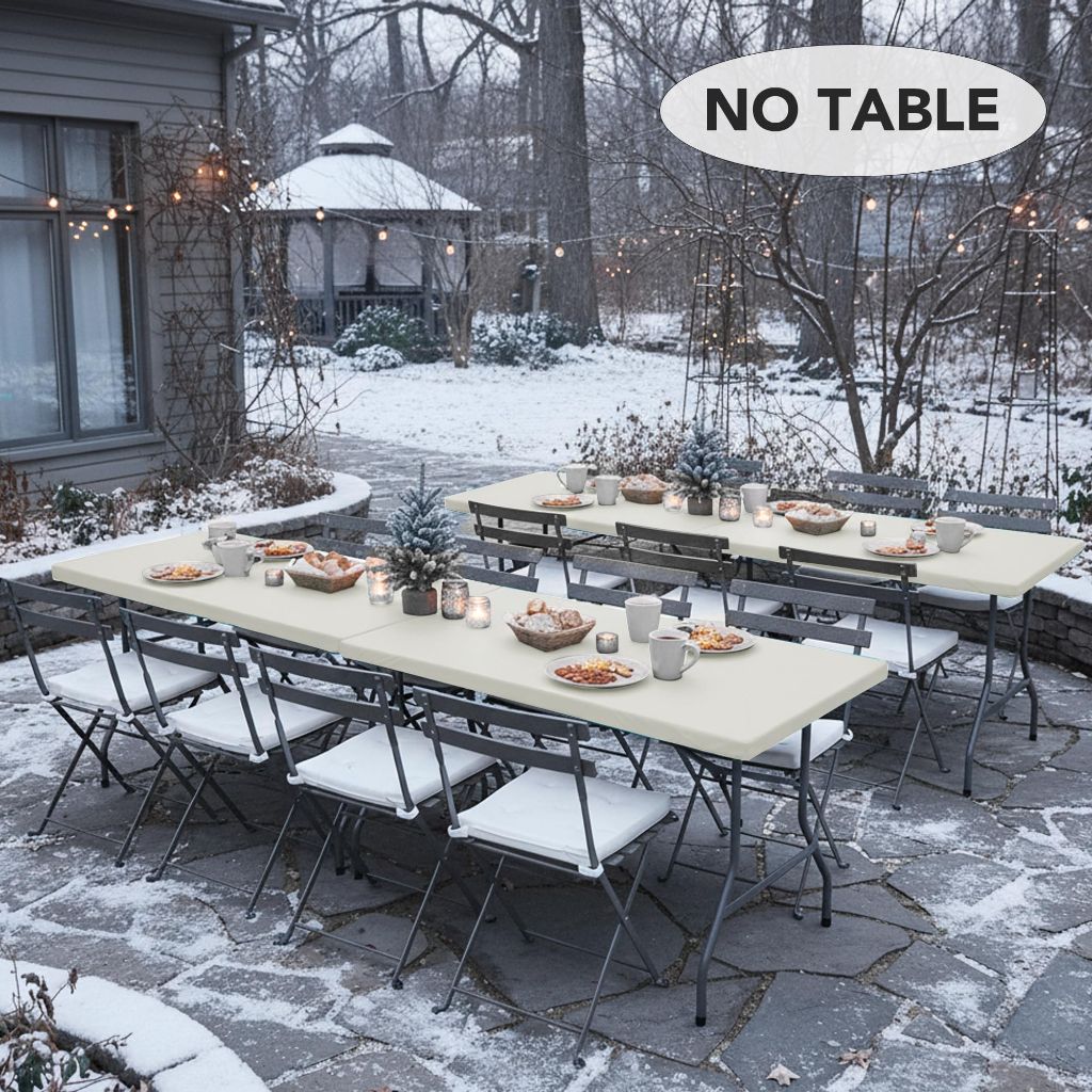 LUSHVIDA 6 Packs Vinyl Tablecloths with Flannel Backing for 4ft Rectangle Folding Table Cloths - 30x48 inch, Ivory