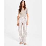 Guess Women's Ambra Metallic Straight-Leg Pants - Metallized Champagne, XSx29