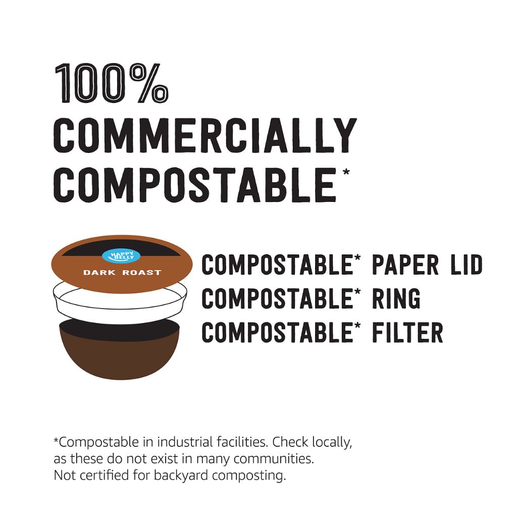 Amazon Brand - Happy Belly Variety Pack Compostable Coffee Pods 96 ct