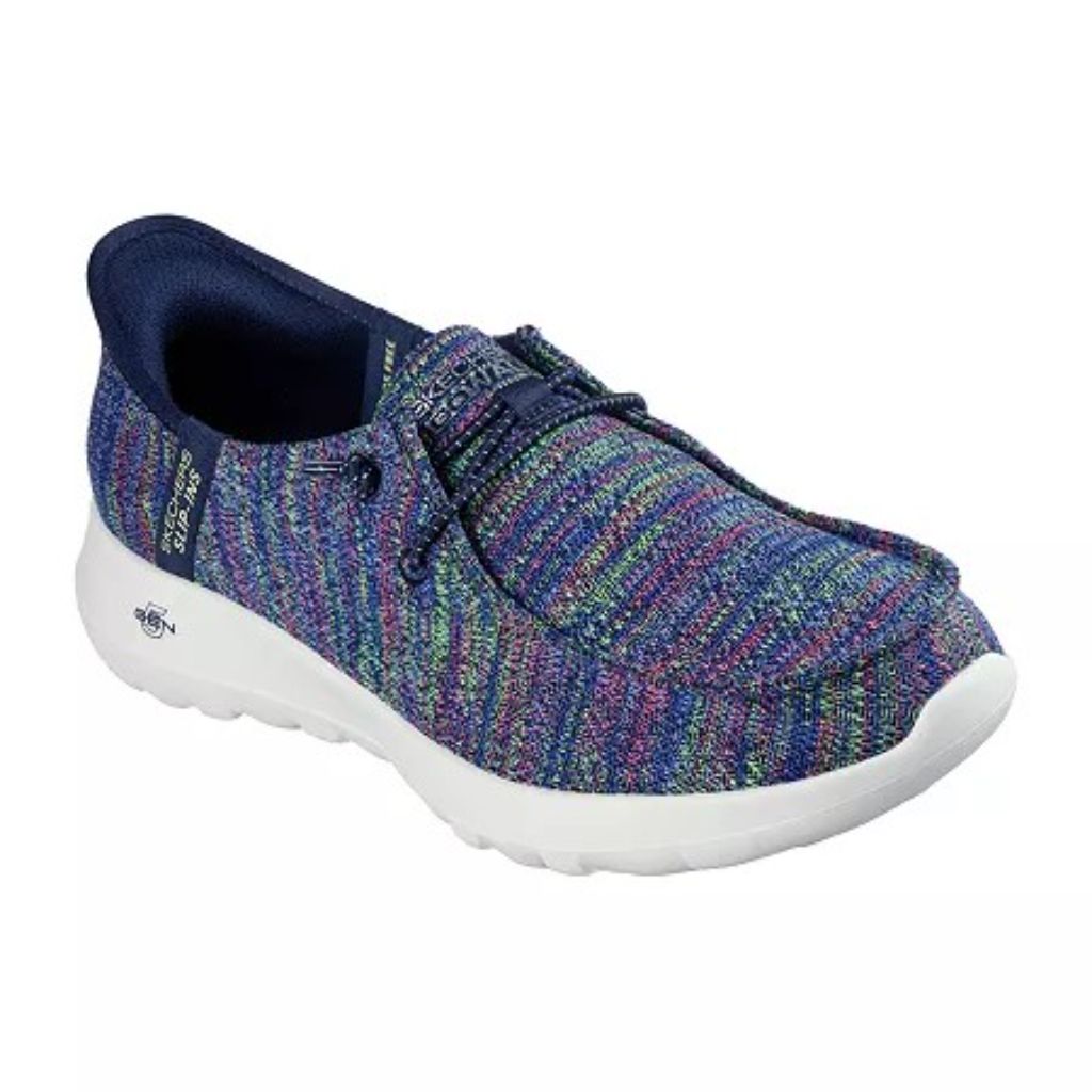 Skechers Women's Hands Free Slip-Ins Go Walk Joy Moc Toe Casual Shoe, Navy/Multi, 6.5 US