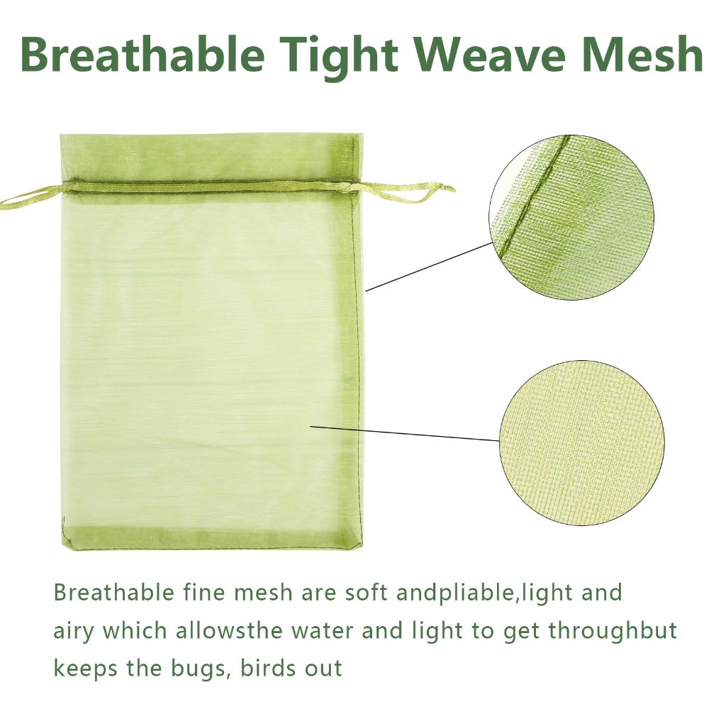 Mesh Drawstring Fruit Protection Bags - Green, 4" x 6" (100ct.)