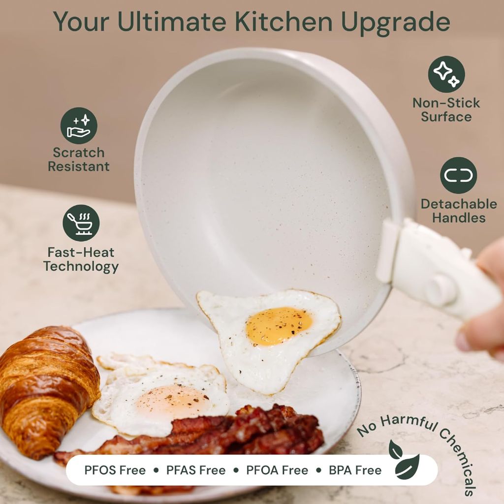 Pinnacle Cookery 15-Piece White Granite Nonstick Cookware Set