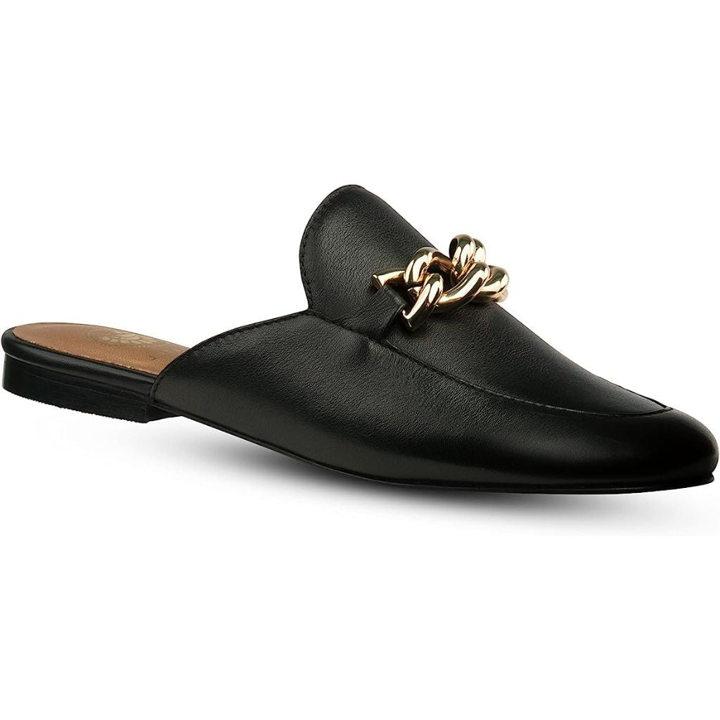 SZ 7M, JATAREA Women's Flat Mules | Round Toe Leather Slip-Ons for Any Summer Outing - BORNALI Black