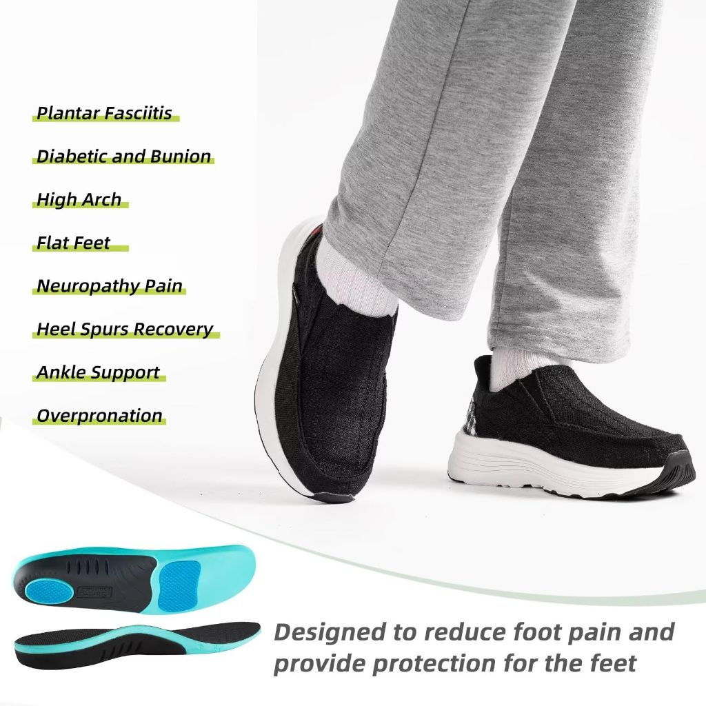 SZ 6, Women's Orthopedic Slip On Shoes - Black