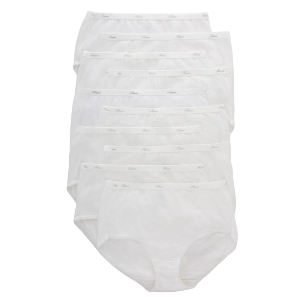 Hanes Women's 10pk Briefs Breathable Cotton Moisture Wicking Underwear - White 10