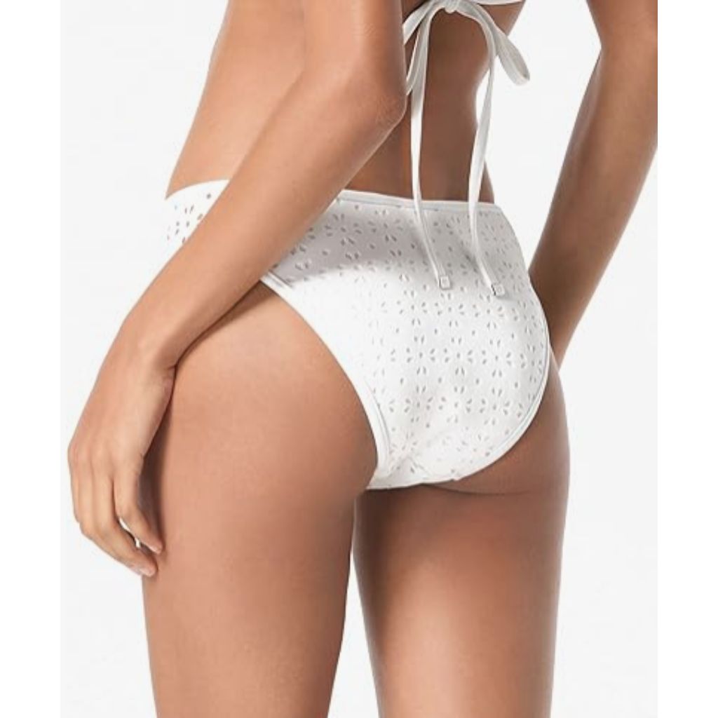 Michael Michael Kors Women's Laser Cut Hipster Bikini Bottoms - White
