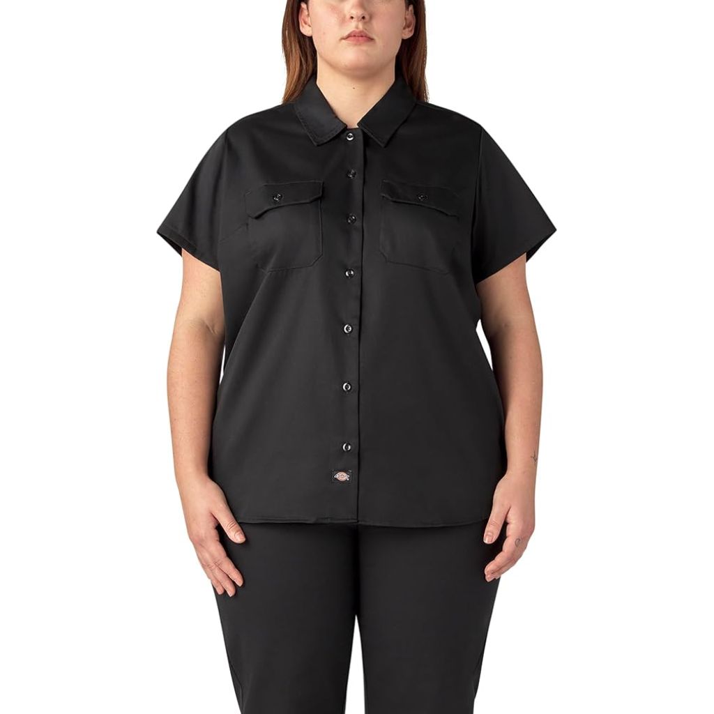 Dickies Women's Original Short Sleeve Work Shirt - Black, 2X Plus