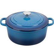 EDGING CASTING Enameled Cast Iron Dutch Oven Pot with Lid, 7 Quart, Round Dutch Ovens for Bread Baking, Lake Blue