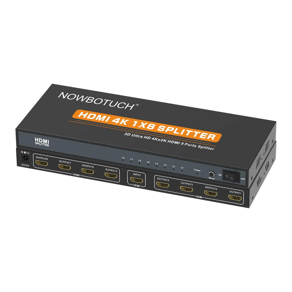 NOWBOTUCH 1x8 HDMI Splitter 8 Port 1 in 8 out HDMI Switch