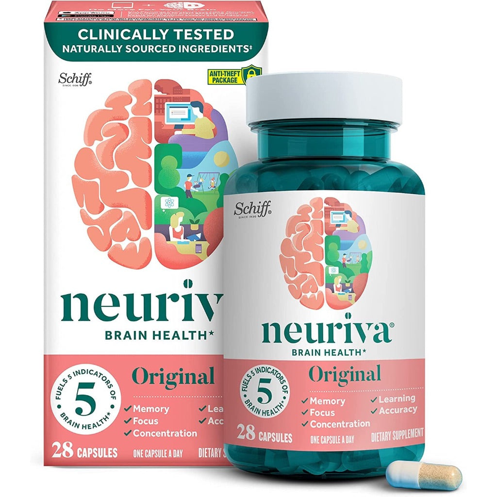 NEURIVA Original Decaffeinated Clinically Tested Nootropic Brain Supplement, 28 Capsules